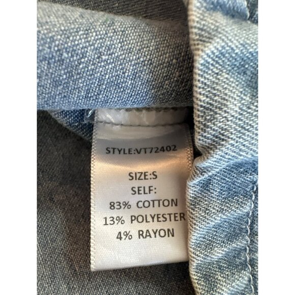 Veveret Tie Front Sleeveless Denim Top Size Small NWT Blue Western Jean Vest - Picture 4 of 5